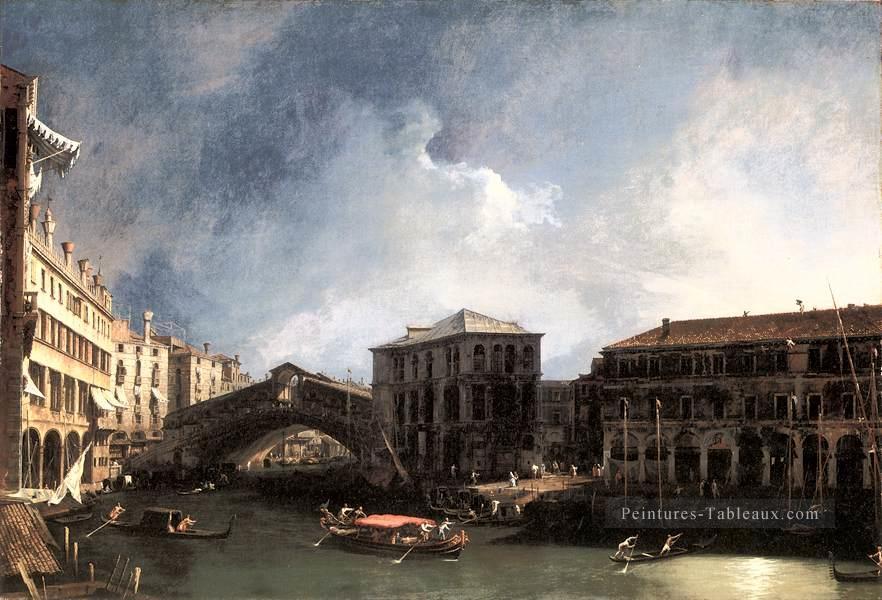 CANALETTO Le Grand Canal Près du Ponte Di Rialto Canaletto Venise Peintures à l'huile